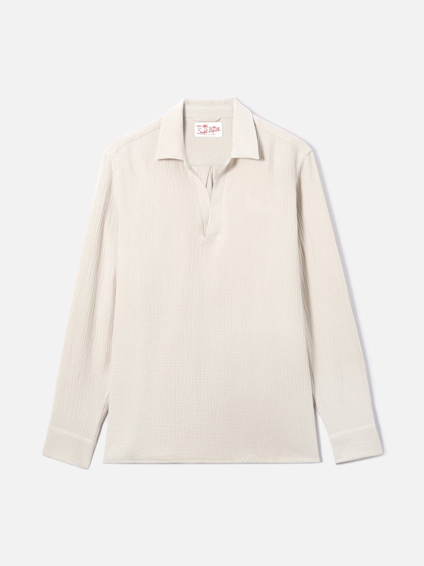 Long-sleeve Ventotene waffle cotton polo beige