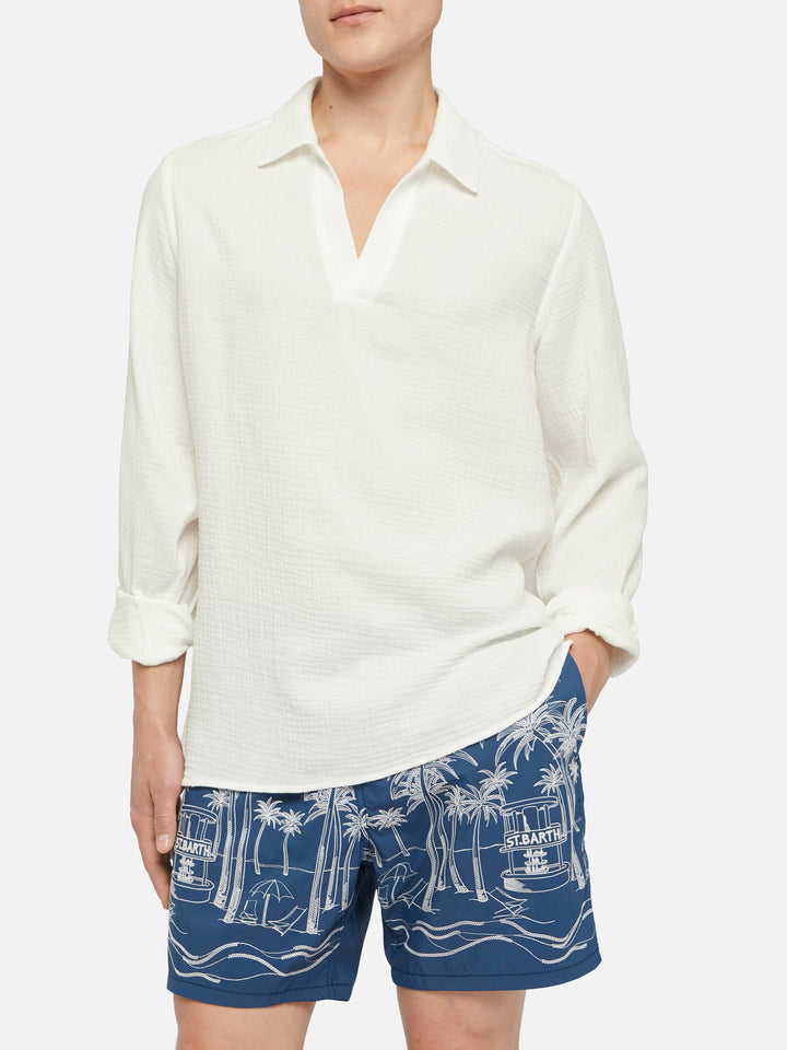 White cotton gauze polo shirt Ventotene - MC2 Saint Barth