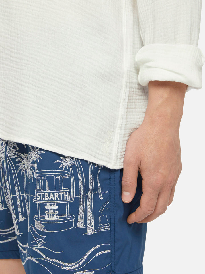 White cotton gauze polo shirt Ventotene - MC2 Saint Barth
