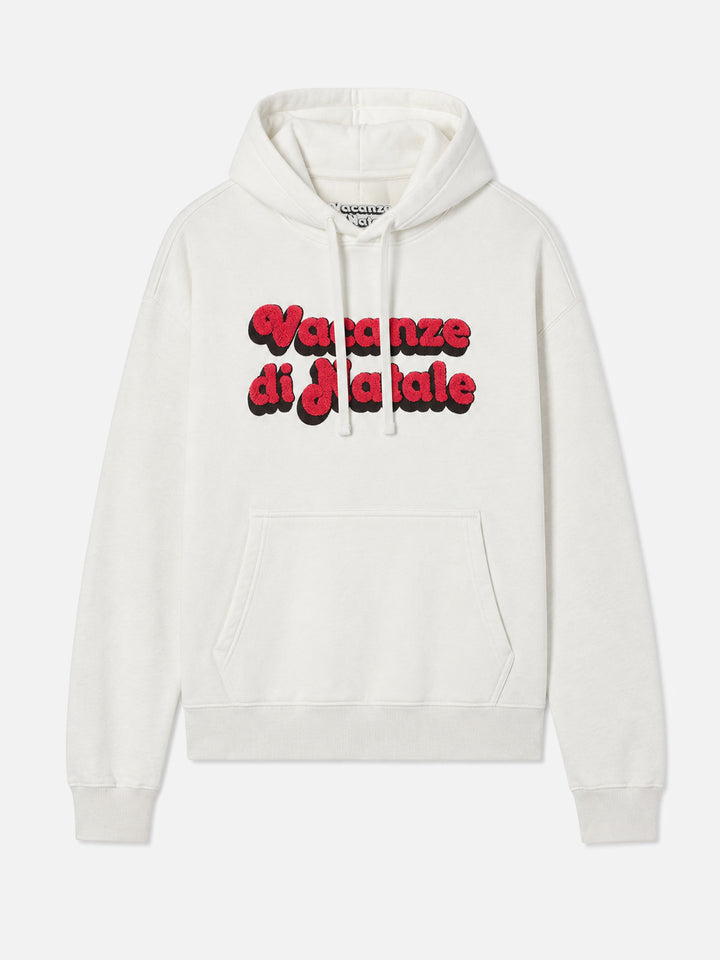 Weißer Virginia Hoodie aus Baumwolle mit Vacanze di Natale-Stickerei | VACANZE DI NATALE SPECIAL EDITION 
