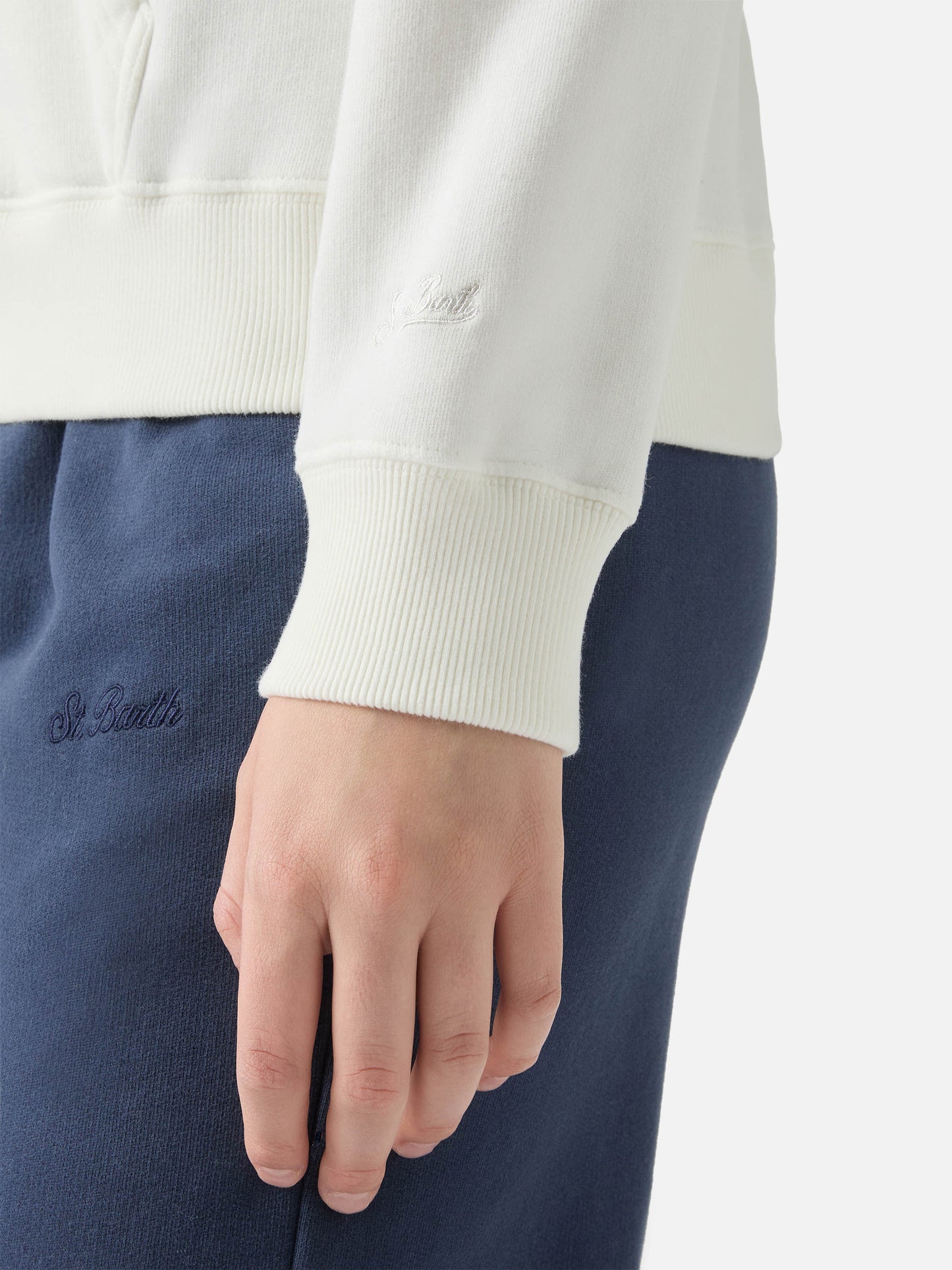 Virginia cotton hoodie in white with St. Moritz embroidery | ST. MORITZ SPECIAL EDITION