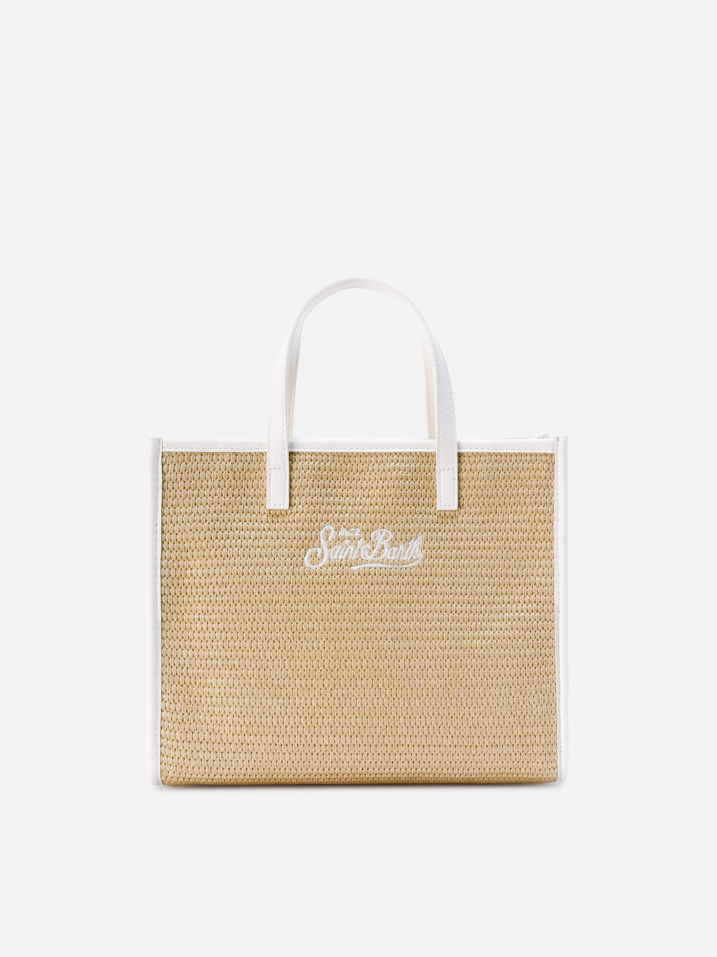 Vivian medium straw effect bag with white embroidered logo