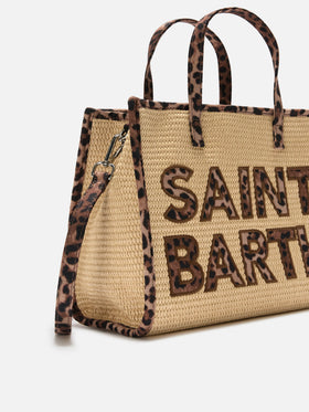 Sac medium effet raphia Vivian avec patchs logo léopard 