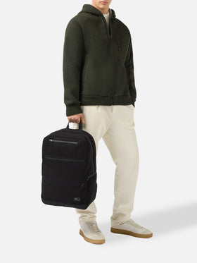 Wallin Felt Backpack in wool blend black with leather details