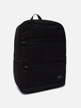 Wallin Felt Backpack in wool blend black with leather details
