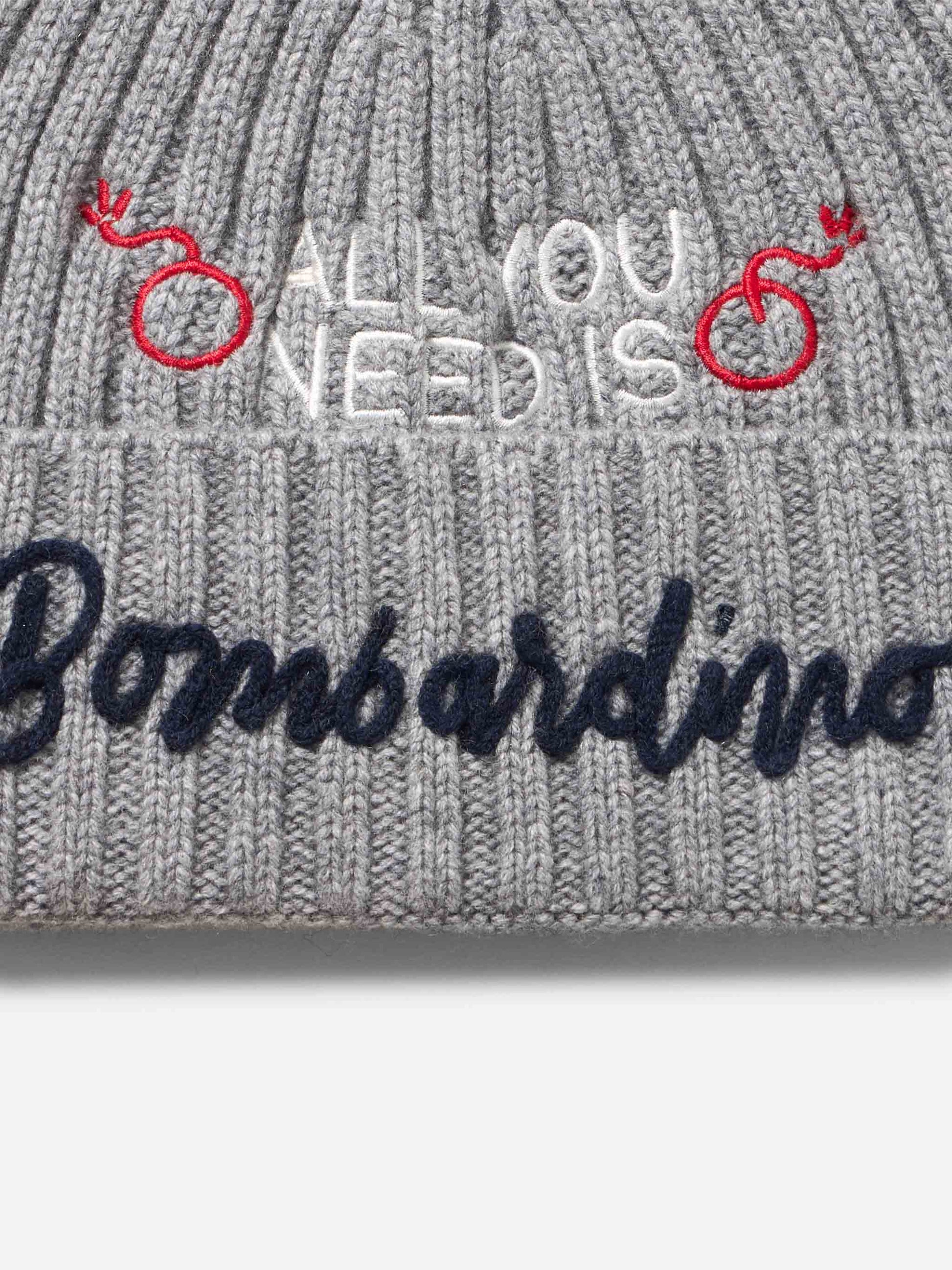 Man mélange grey hat Wengen with All you need Bombardino embroidery | INSULTI LUMINOSI SPECIAL EDITION - MC2 Saint Barth