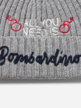 Man mélange grey hat Wengen with All you need Bombardino embroidery | INSULTI LUMINOSI SPECIAL EDITION - MC2 Saint Barth