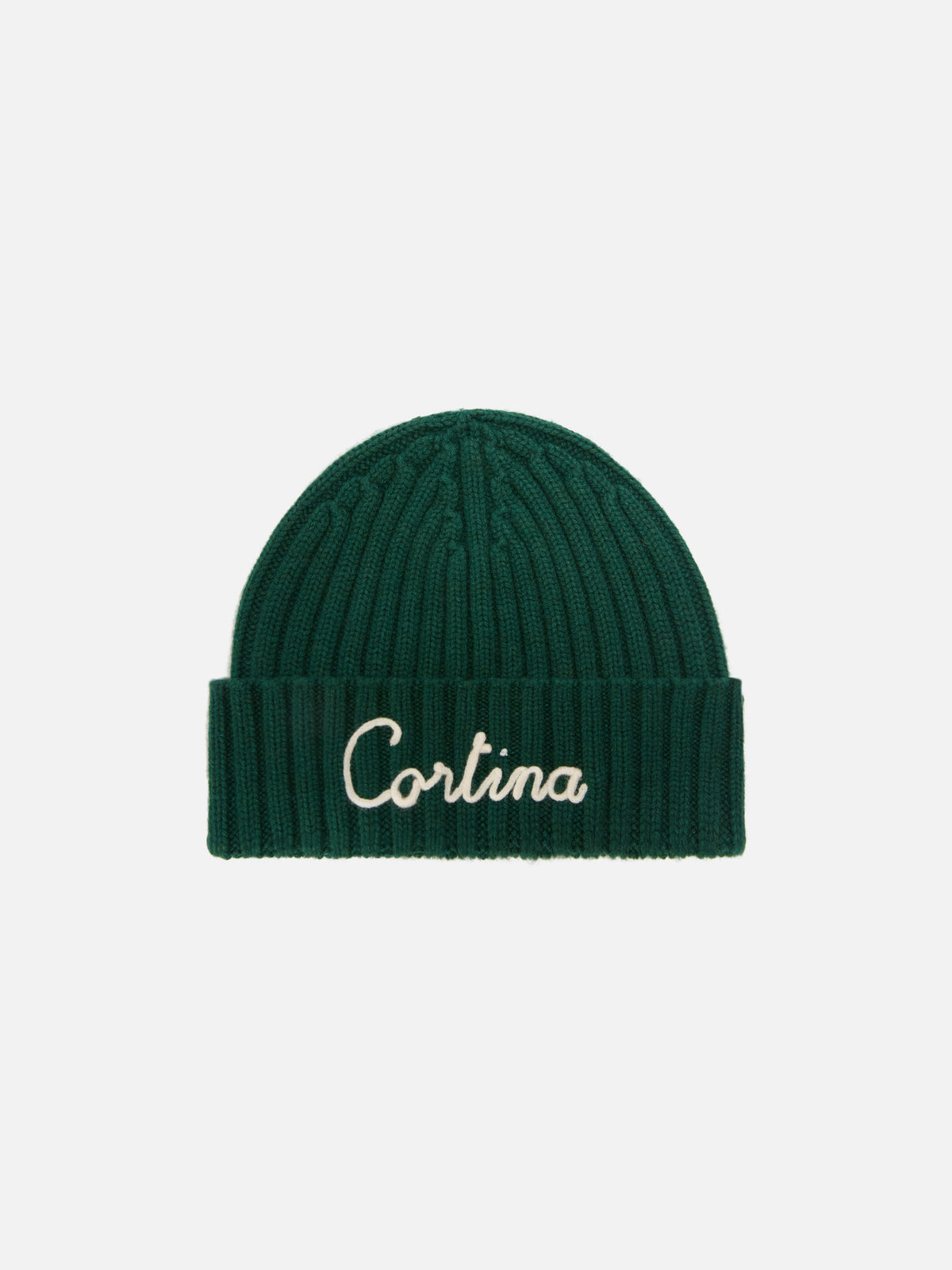 Bonnet Wengen vert avec broderie Cortina 