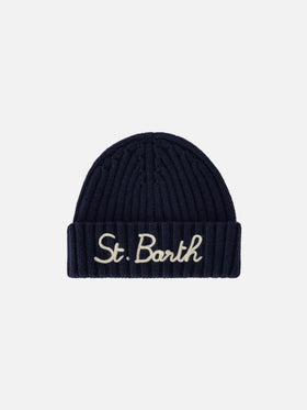 Gorro beanie Wengen Navy blue con bordado St. Barth 