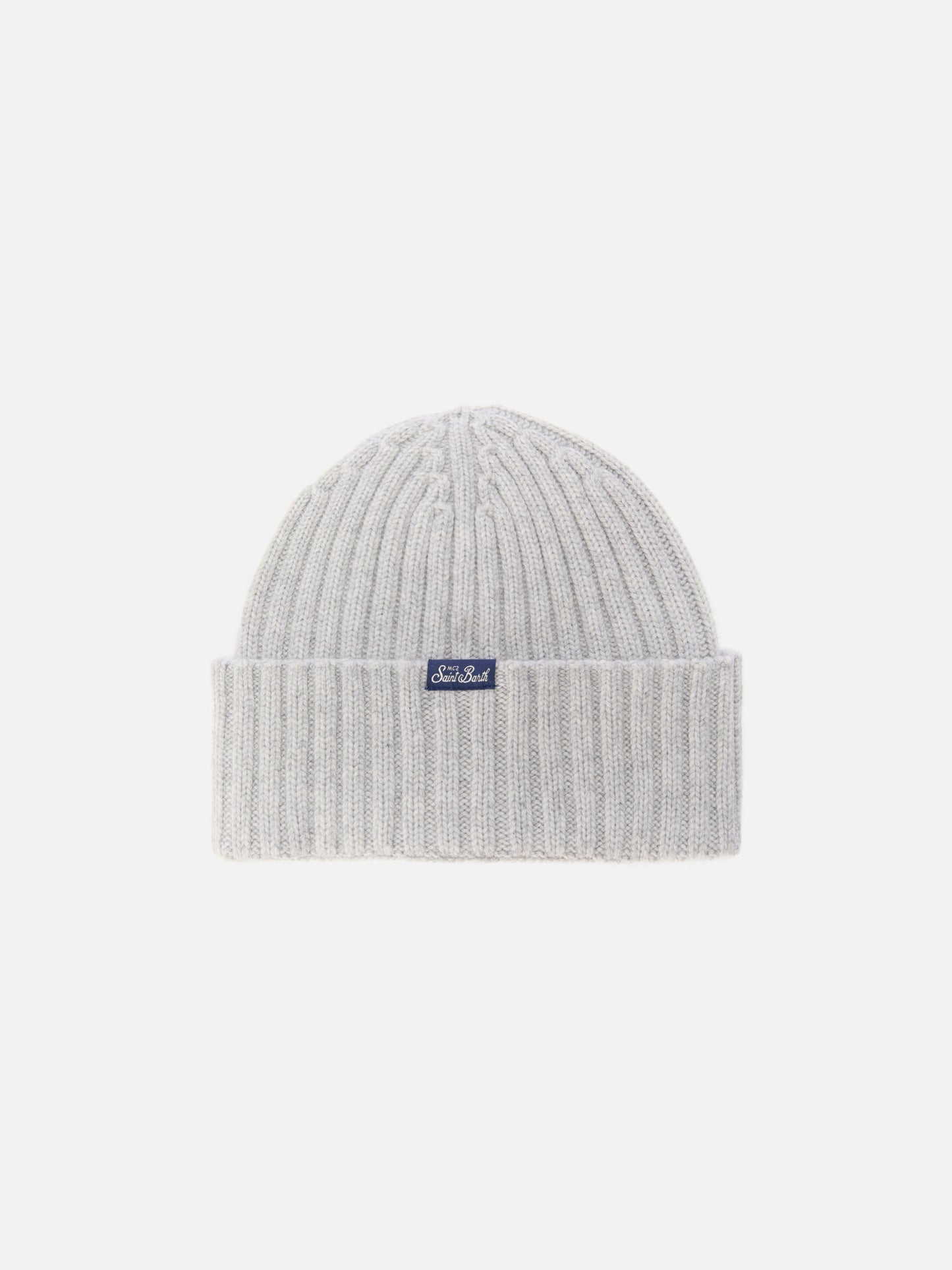 Berretto Wengen in misto cashmere grigio con ricamo Campiglio