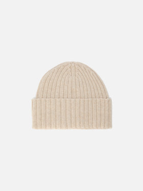 Wengen beanie in cashmere blend in beige with St. Barth embroidery