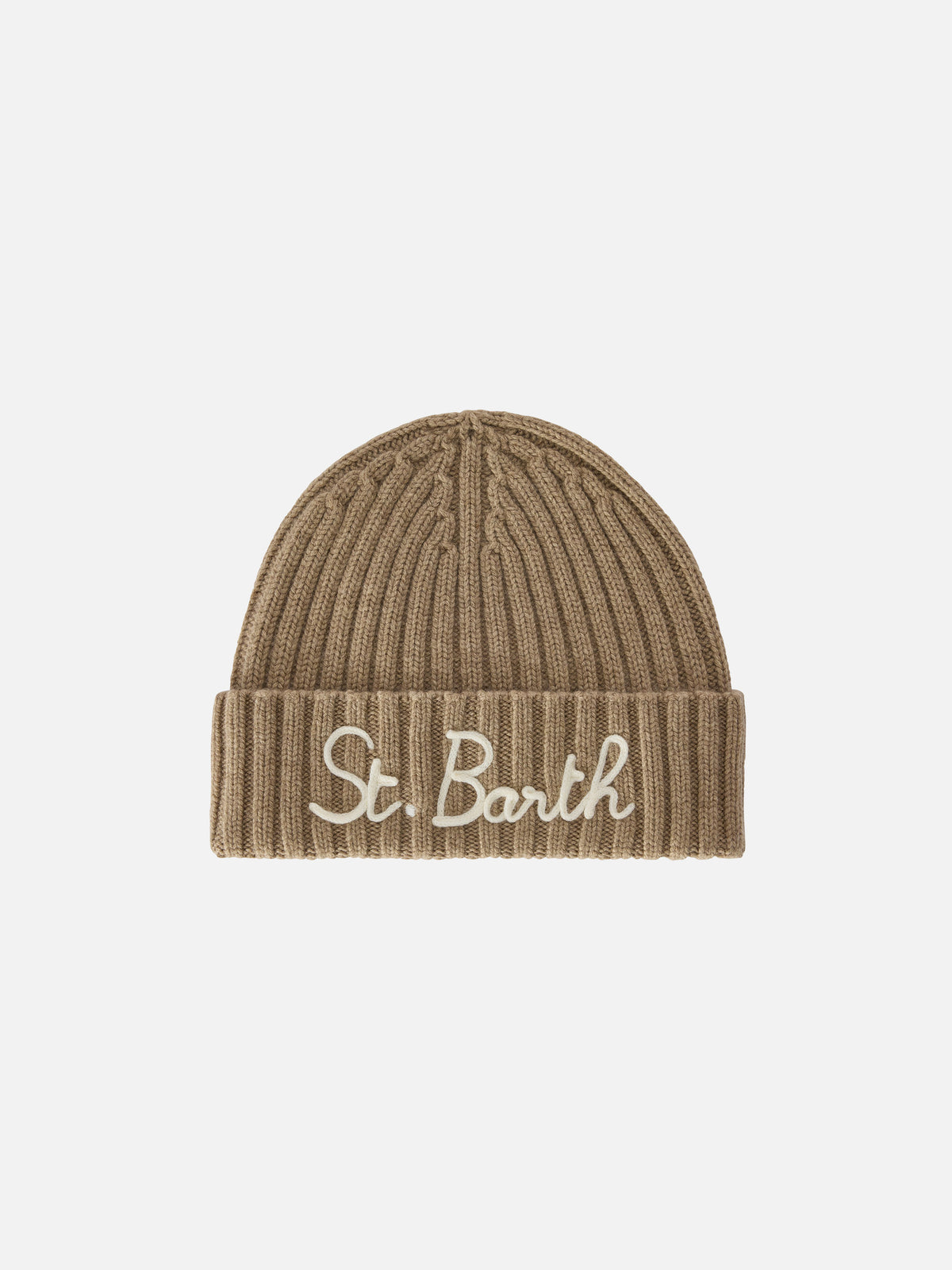 Gorro beanie Wengen beige con bordado St. Barth 