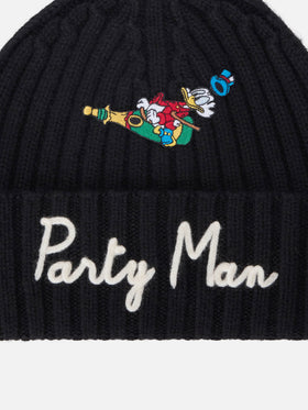 Schwarze Wengen-Mütze mit Party Man-Stickerei und Patch | Special edition 