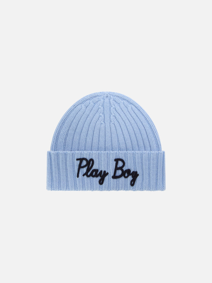 Light blue Wengen beanie with Play Boy embroidery
