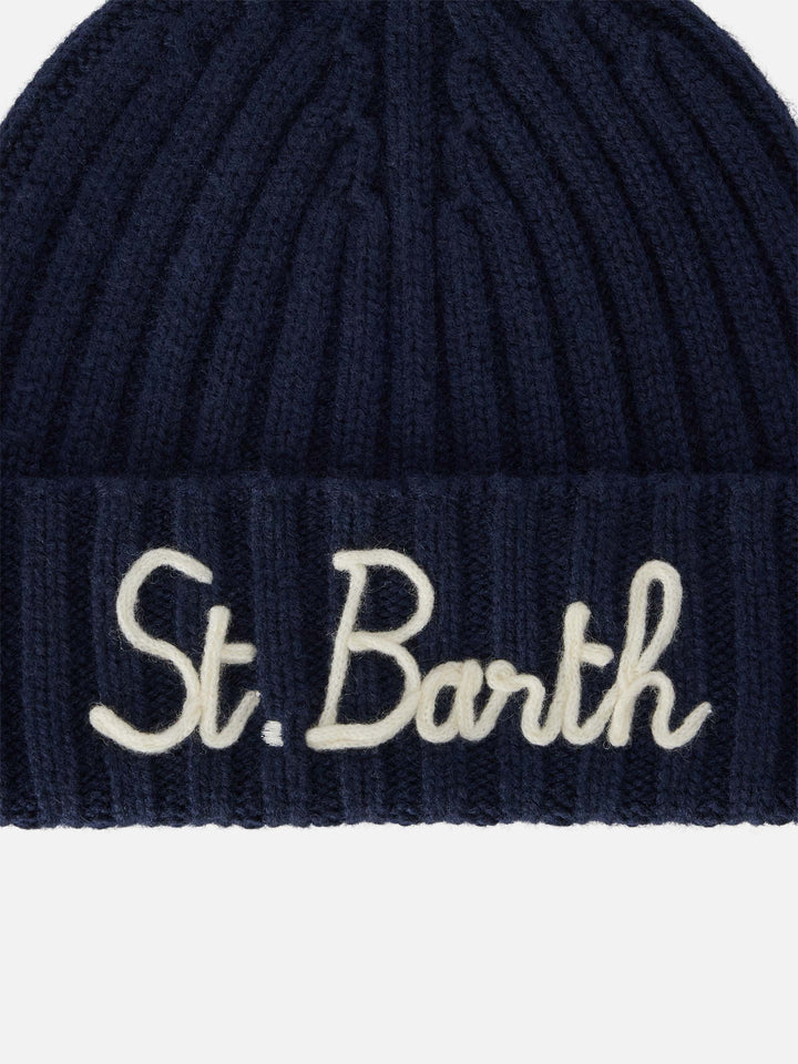 Navy blue Wengen beanie with St. Barth embroidery
