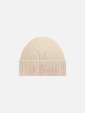 Off-White Wengen-Beanie mit rosafarbener St. Barth-Stickerei 
