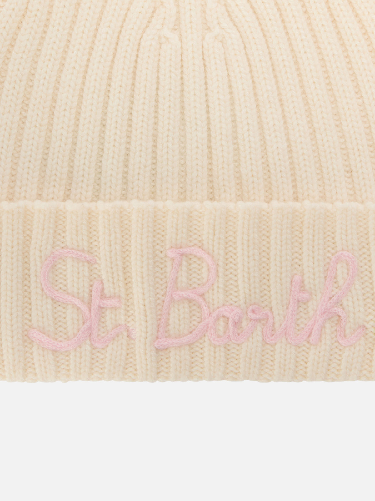 Off-White Wengen-Beanie mit rosafarbener St. Barth-Stickerei 