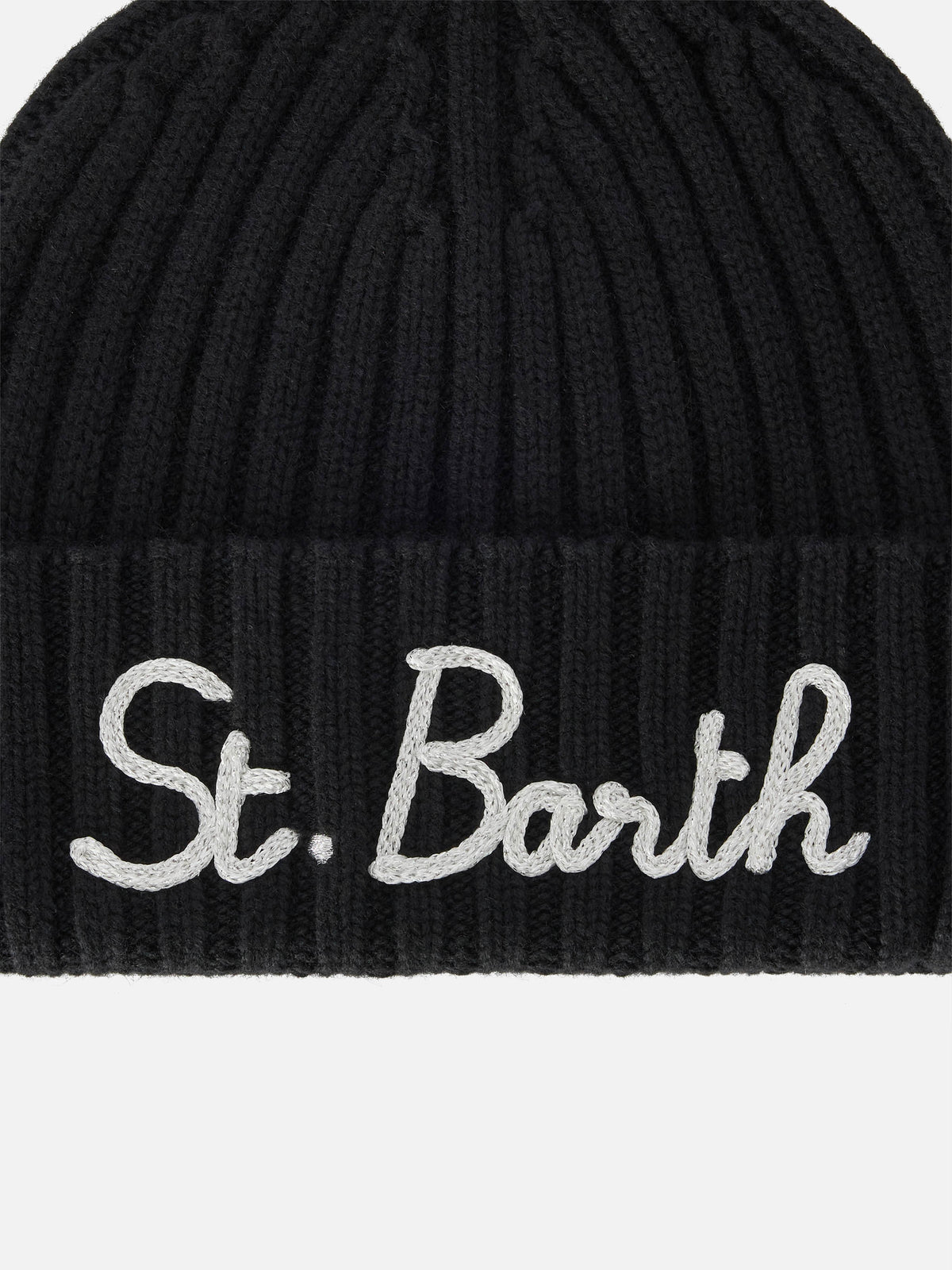 Gorro Wengen negro con bordado St. Barth 