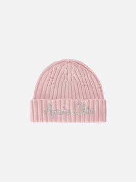 Gorro beanie Wengen rosa con bordado Après Chic 