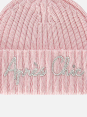 Gorro beanie Wengen rosa con bordado Après Chic 