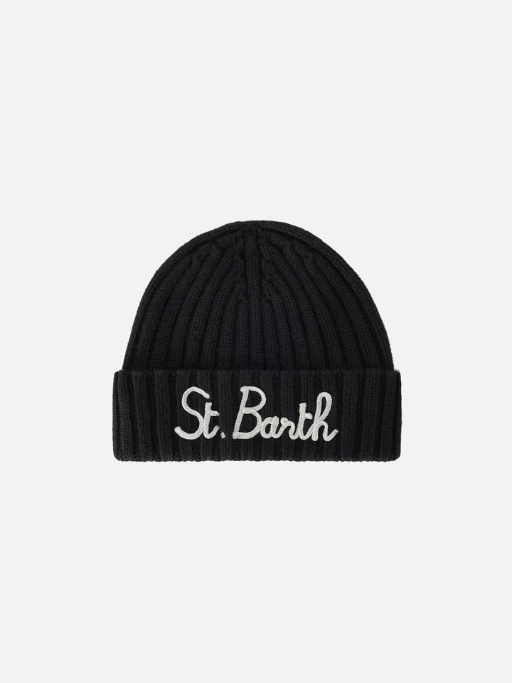 Black Wengen beanie with logo embroidery