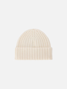 Off white Wengen-Beanie mit Logostickerei 