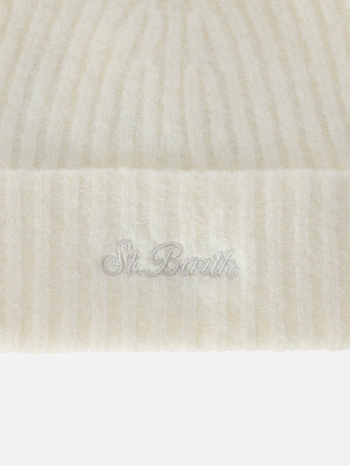 Wengen Beanie in Off-White aus Alpaka-Mix mit Logostickerei 