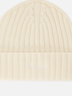 Off white Wengen wool beanie with logo embroidery