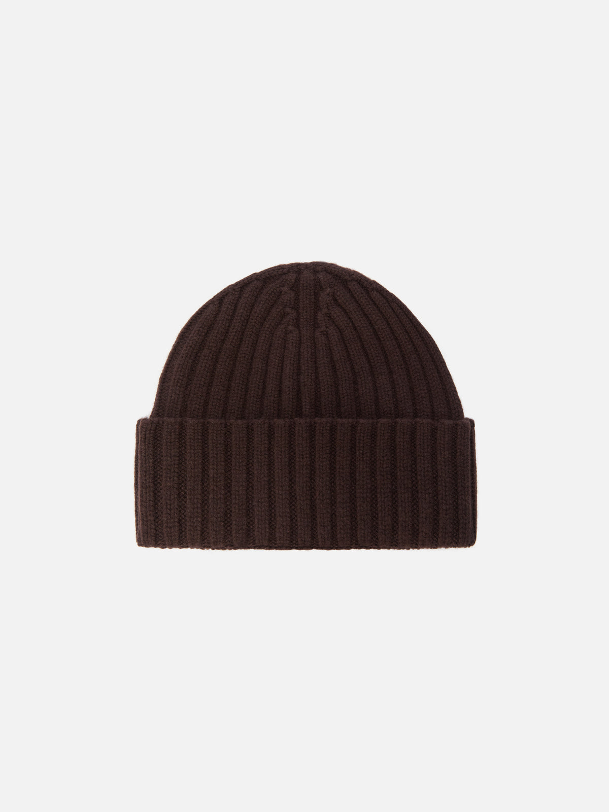 Dark brown Wengen wool beanie with logo embroidery