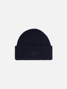 Bonnet en laine Night blue Wengen avec logo brodé 