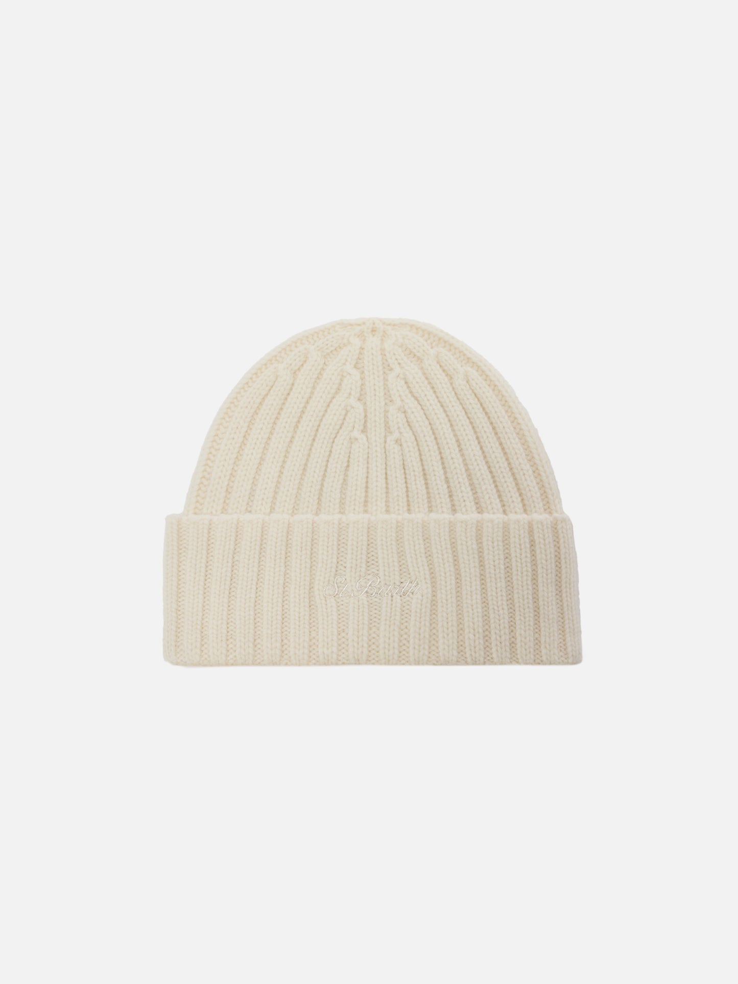 Wengen beanie in off-white 100% WOOL with St. Barth embroidery