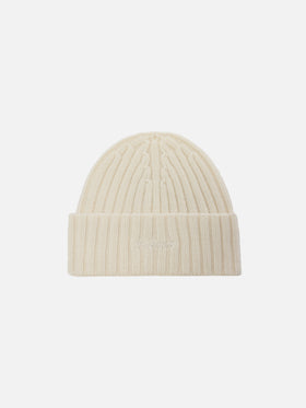 Wengen beanie in off-white 100% WOOL with St. Barth embroidery