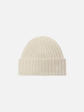 Wengen beanie in off-white 100% WOOL with St. Barth embroidery