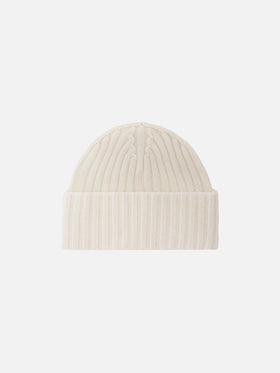 Wengen beanie in pink cashmere with St. Moritz embroidery