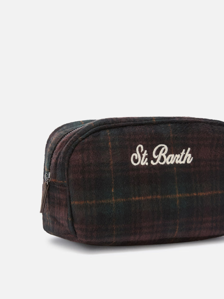 Beauty case Westwood in misto lana con motivo tartan