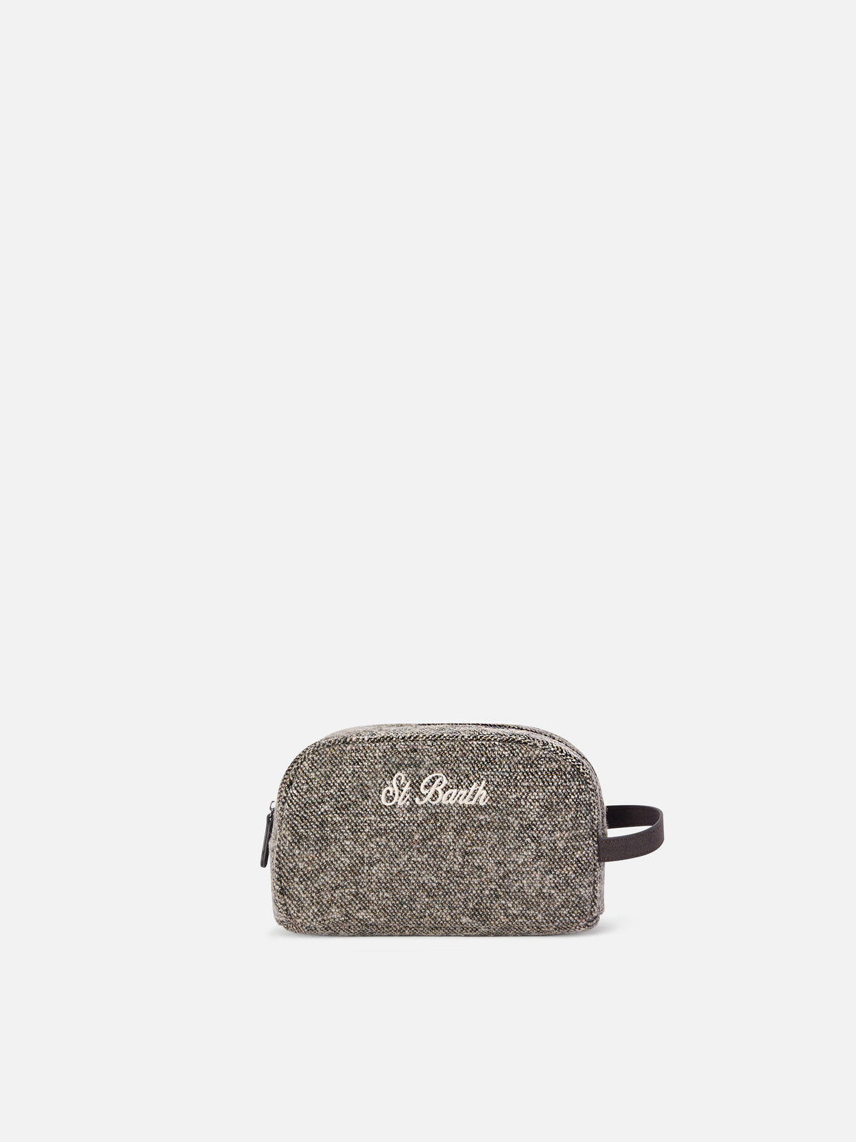 Graues Westwood Beauty Case aus Wollmischung mit Twill-Muster 