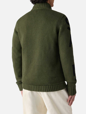 Man military green padded jacket