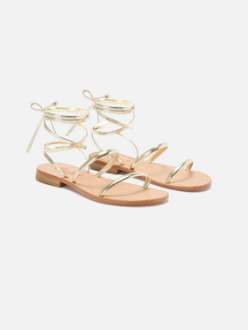 Infradito essentials in vera pelle laminata oro