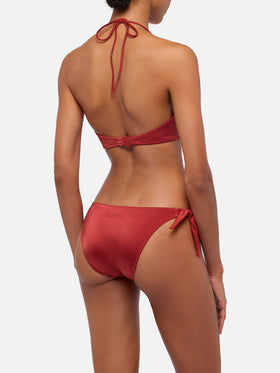 Schimmernder ziegelroter Bandeau-Bikini Dhalia Yali