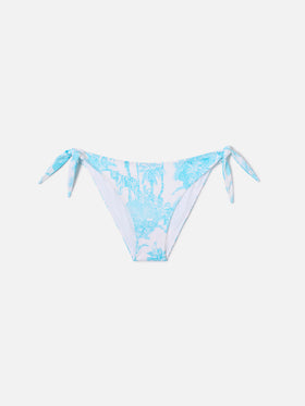 Yali klassische Bikinihose mit hellblauem Toile-de-Jouy-Print 