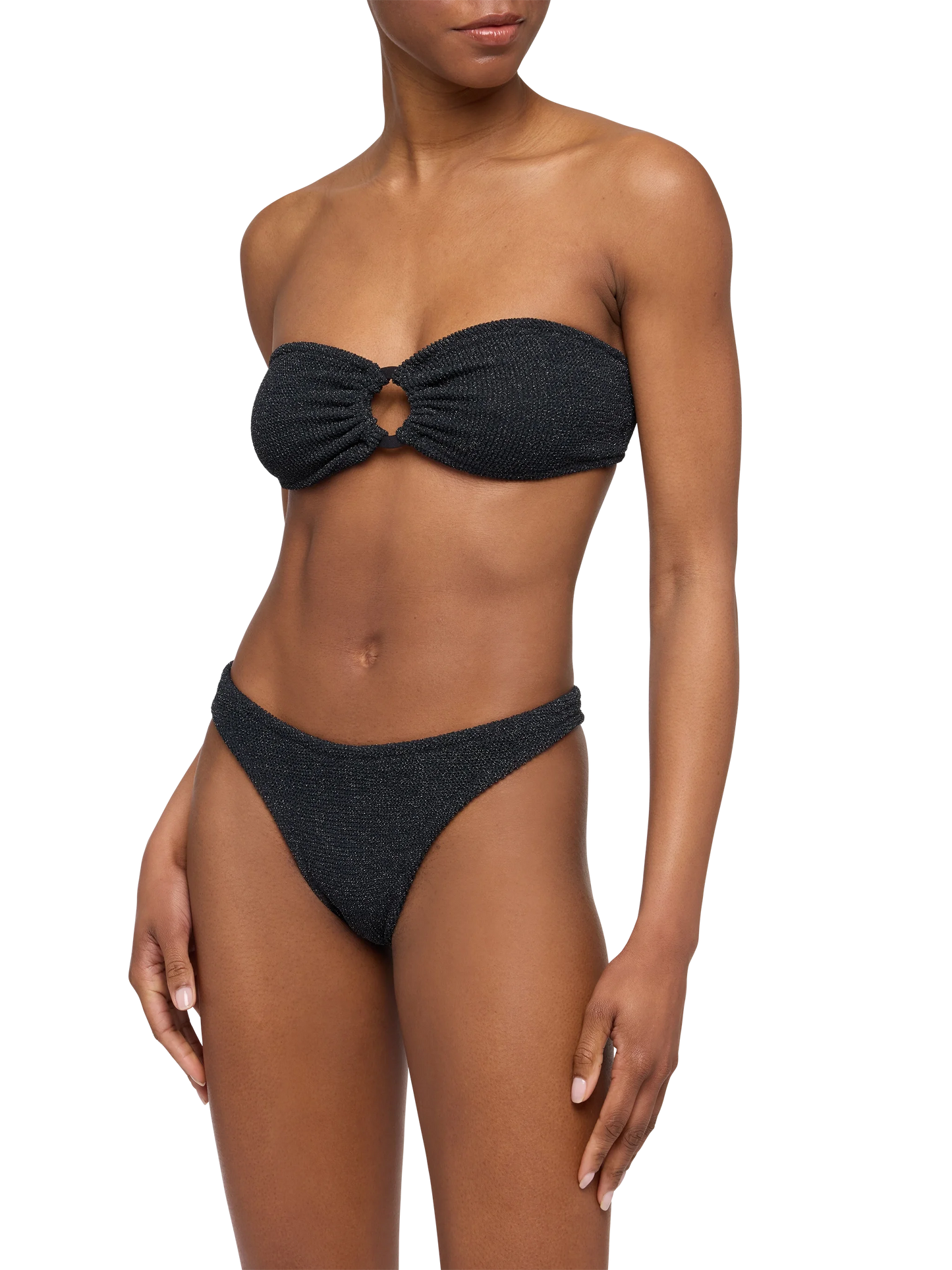 Bandeau bikini Yulia Elise in black crinkle lurex - MC2 Saint Barth
