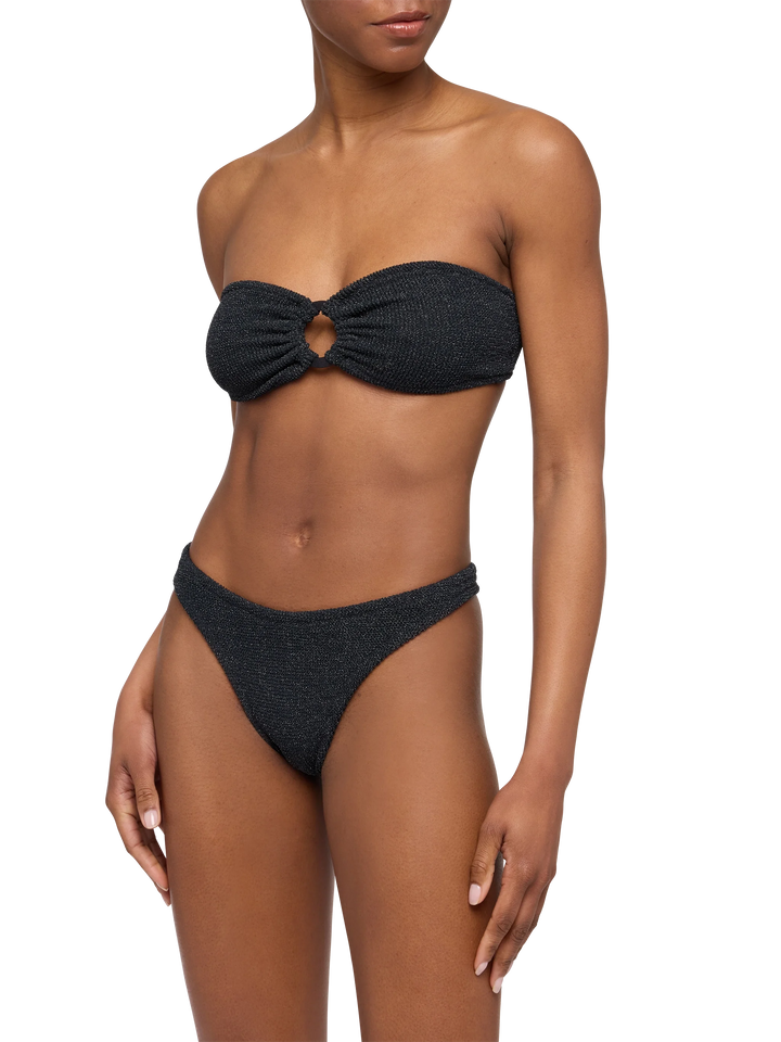 Bandeau bikini Yulia Elise in black crinkle lurex - MC2 Saint Barth