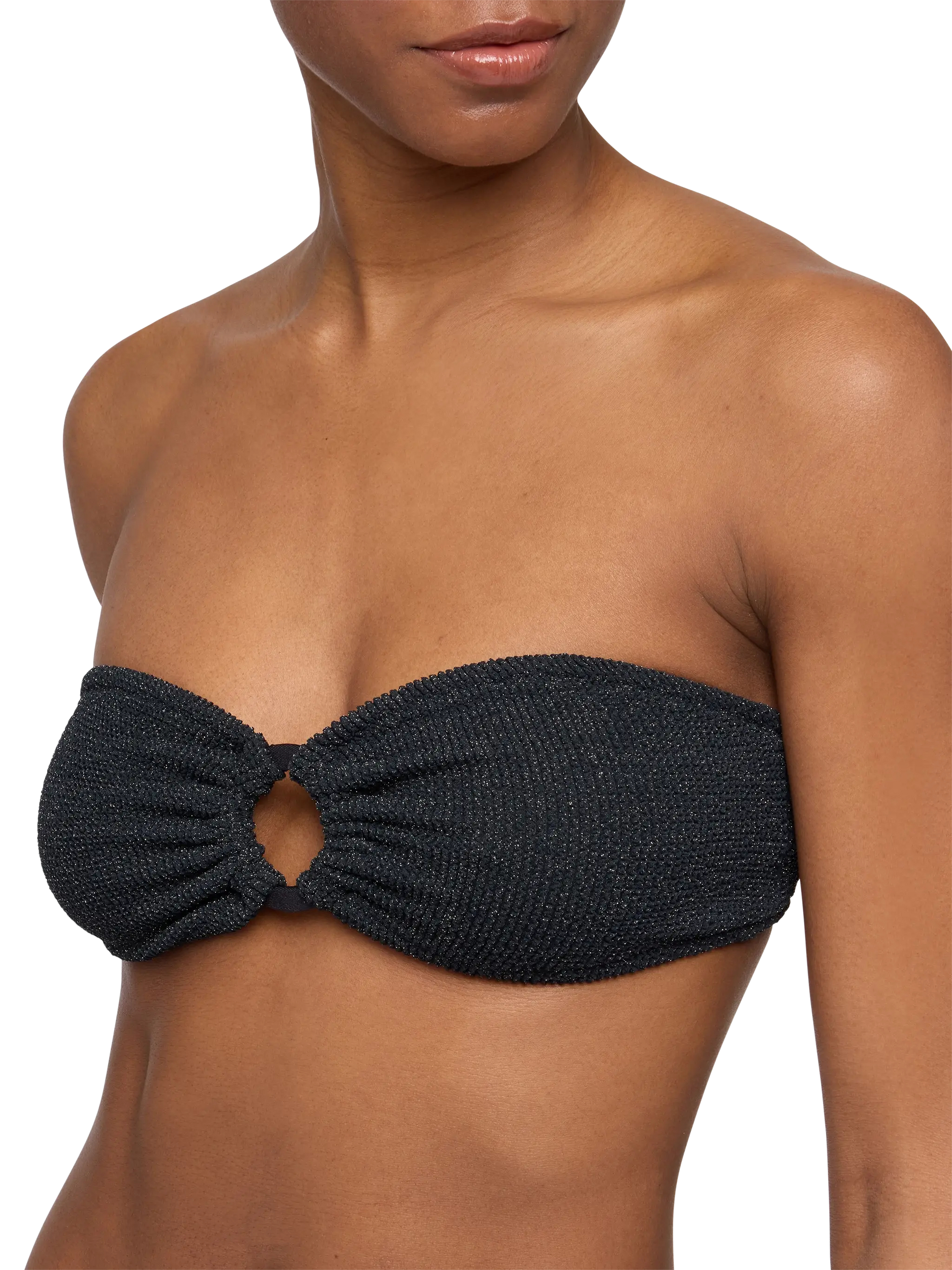Yulia black lurex crinkle bandeau top - MC2 Saint Barth
