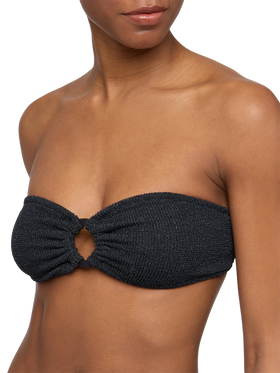 Yulia black lurex crinkle bandeau top - MC2 Saint Barth