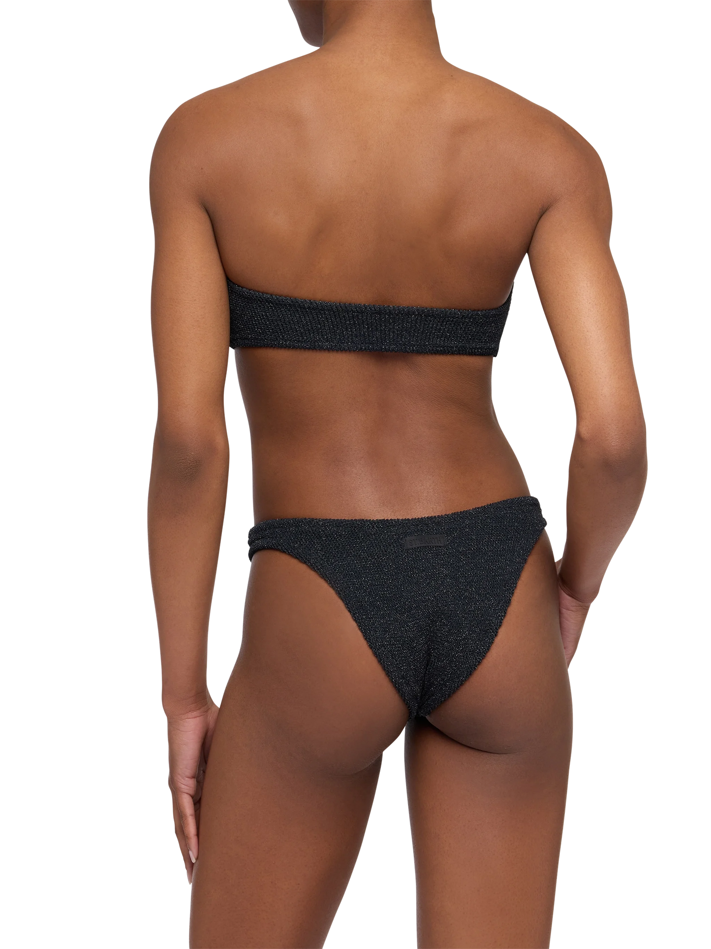 Bandeau bikini Yulia Elise in black crinkle lurex - MC2 Saint Barth