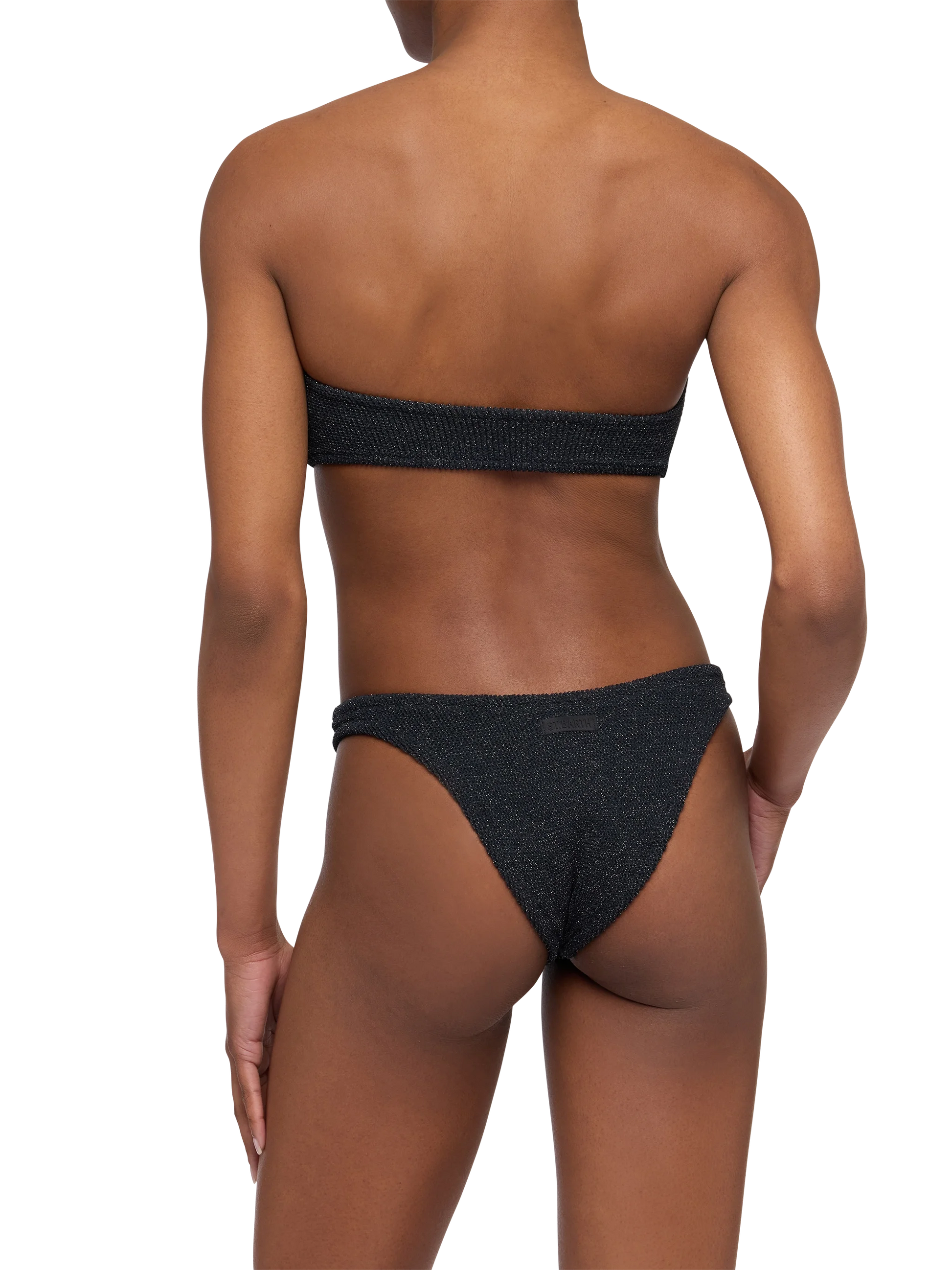 Bandeau bikini Yulia Elise in black crinkle lurex - MC2 Saint Barth