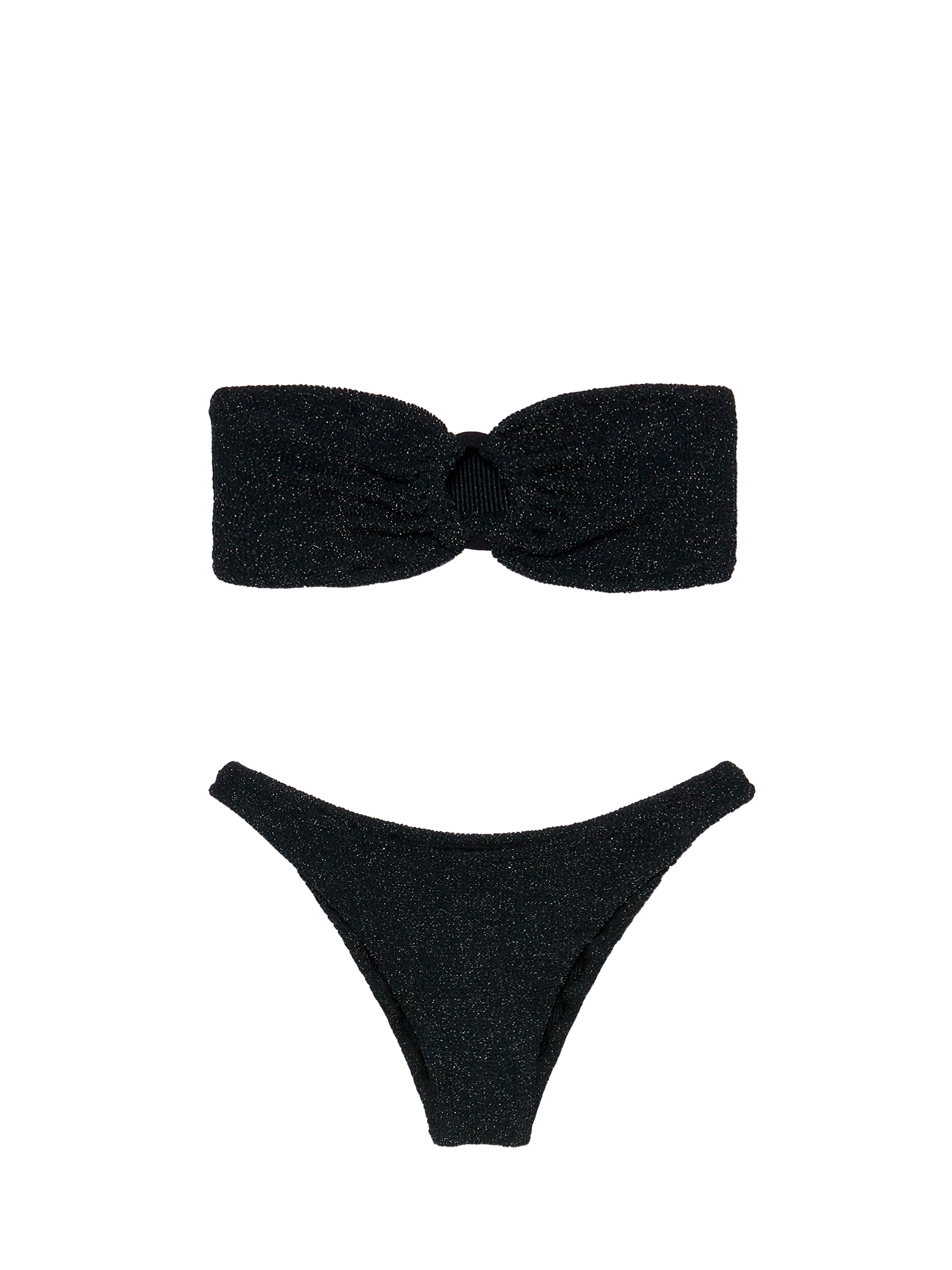 Bandeau bikini Yulia Elise in black crinkle lurex - MC2 Saint Barth