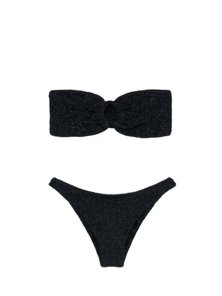 Bandeau bikini Yulia Elise in black crinkle lurex - MC2 Saint Barth