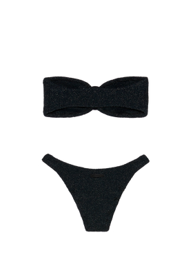 Bandeau bikini Yulia Elise in black crinkle lurex - MC2 Saint Barth