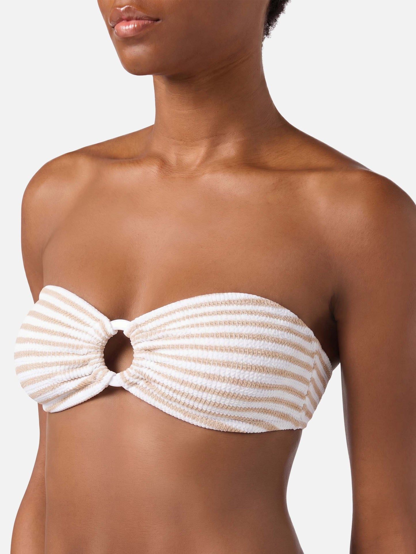 Naomi Crinkle Cheeky Badeslip mit Streifenmuster - Yulia Crinkle Bandeau Top mit Streifenmuster